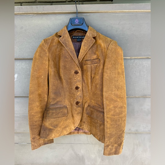 Vintage Ralph Lauren Collection Black Label Leather Jacket Blazer size 4 - Picture 9 of 14